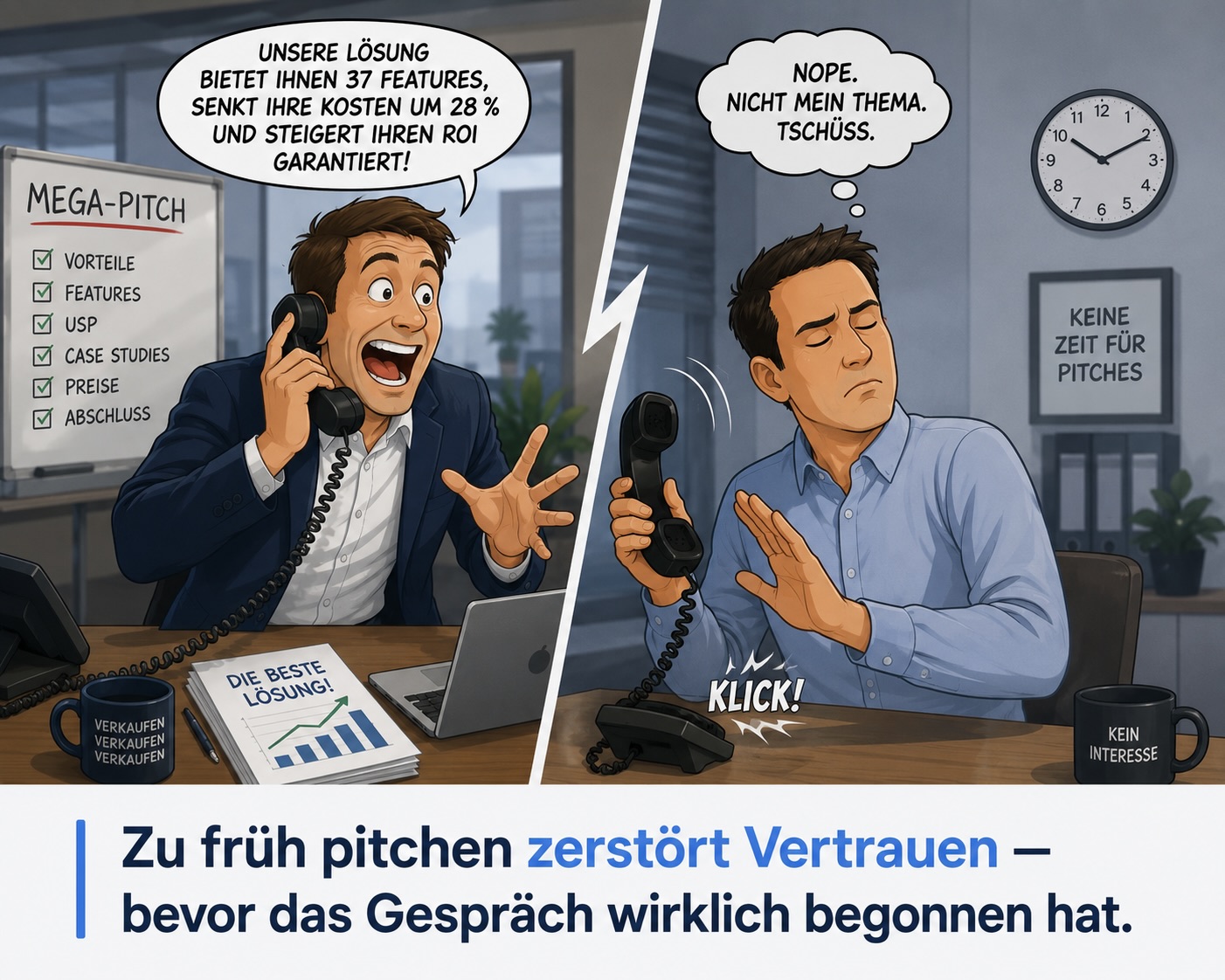 Features pitchen Fehler Kaltakquise: Warum zu frühes Pitchen schadet